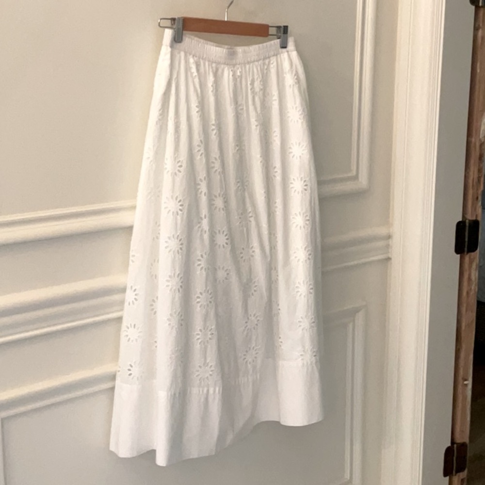 J. Crew White Pleated Maxi Skirt A-Line